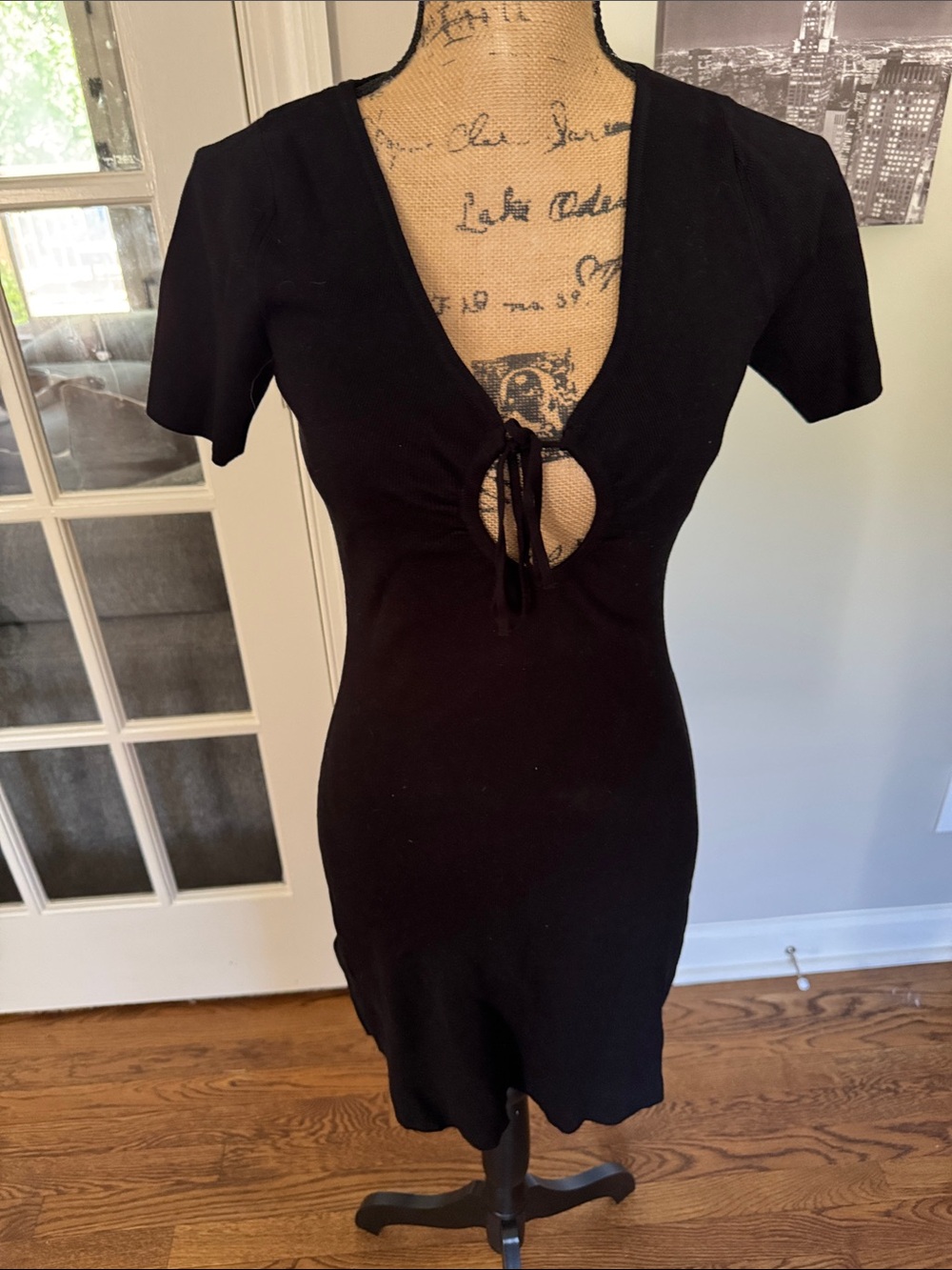 MNG Black Tie-Front Mini Dress